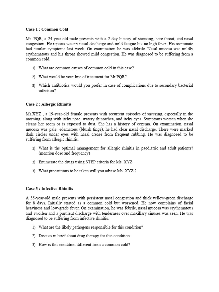 Questions Practical Case Scenarios | PDF