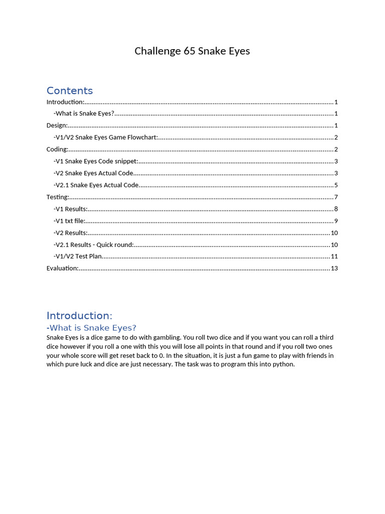 Challenge 65 Snake Eyes | PDF | Craps | Software Development