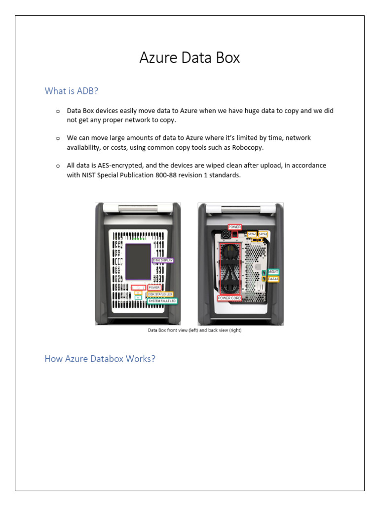 Azure Data Box Migration | PDF | Hard Disk Drive | Computing