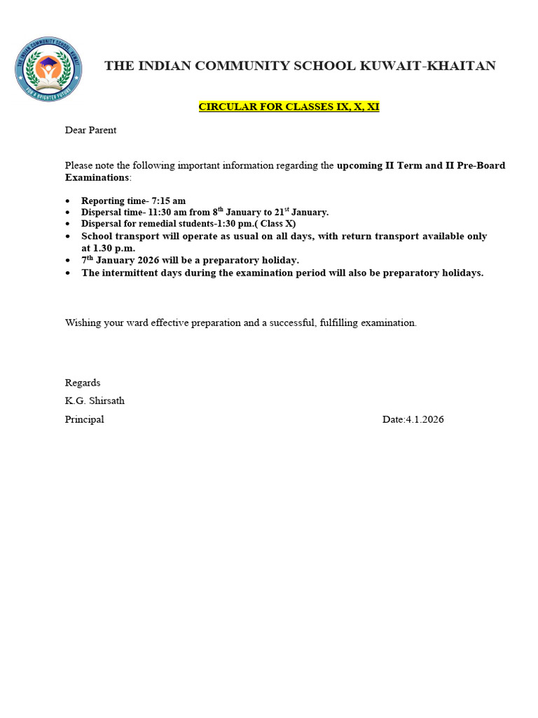 Classes - 9,10,11-II Term, II Preboard Examination 2026 - Imp ...