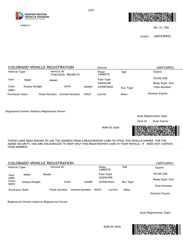 Tag Colorado | PDF | Wheeled Vehicles | Land Transport