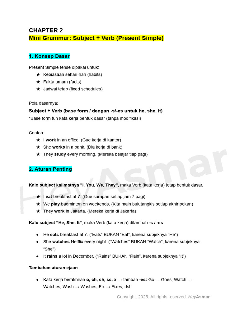 Day 1 - Chapter 2 - Present Simple | PDF | Language Mechanics | Grammar