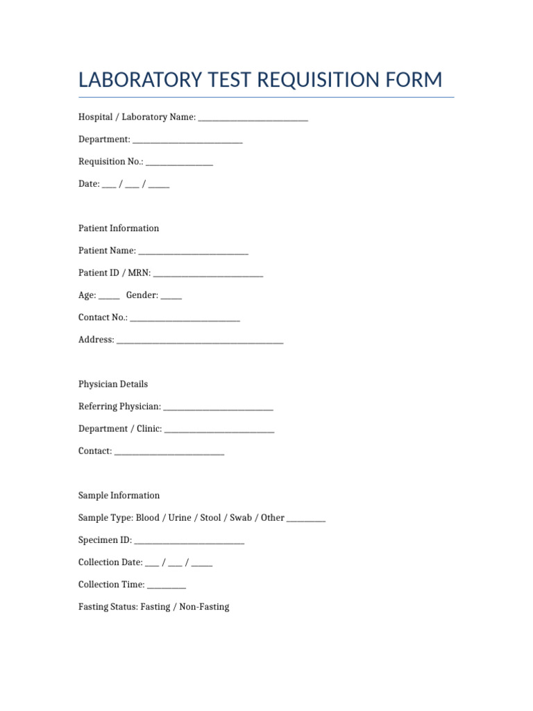 Laboratory Test Requisition Form | PDF