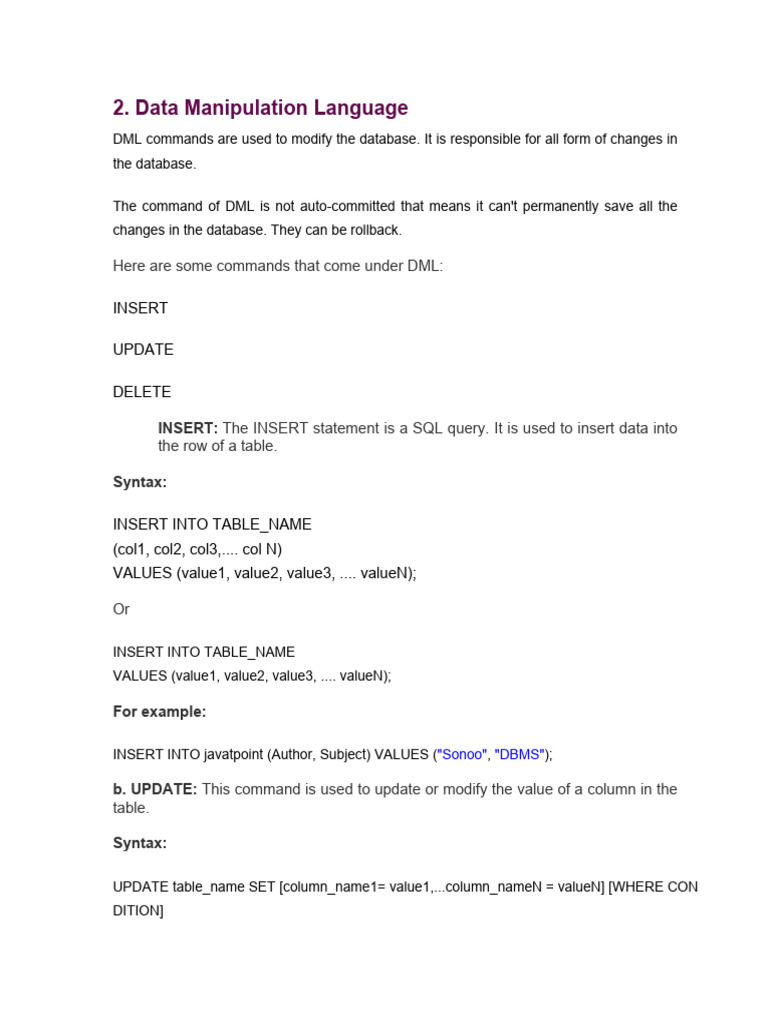 DML Query | PDF