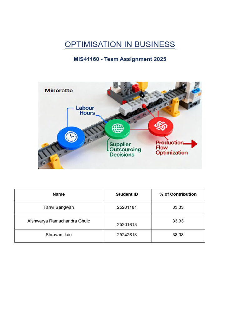 Minorette Lorry Manufacturing - V2 | PDF | Mathematical Optimization ...