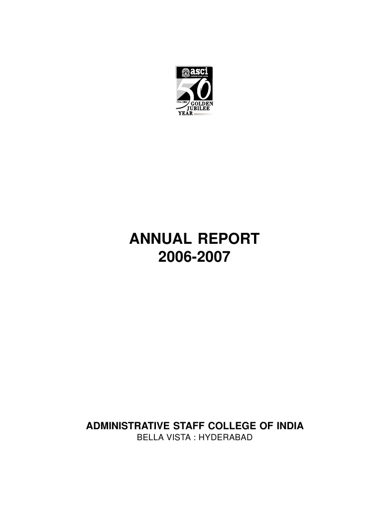 ASCI, Hyd, Annual Rept 2006-07 | PDF | Governance | Development Economics