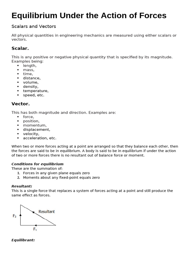 Equilibrium Under Action of Forces | PDF | Force | Euclidean Vector