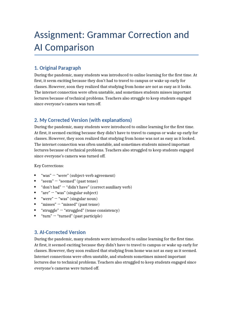 Grammar Assignment | PDF | Verb | Syntax