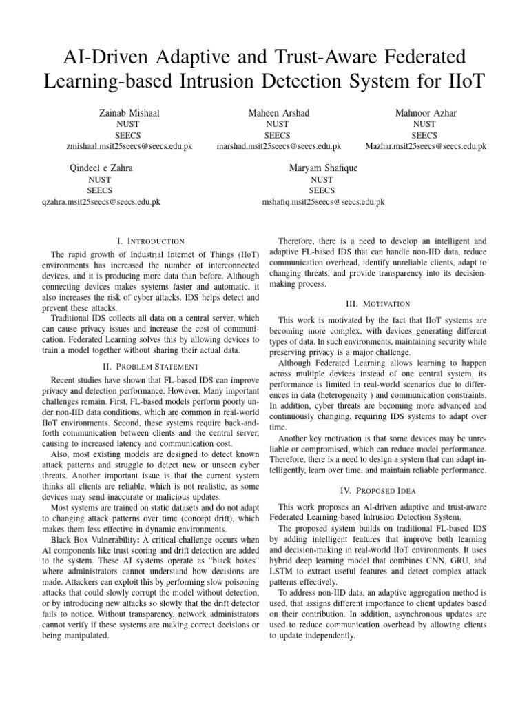 AI Driven Adaptive and Trust Aware Federated Learning Based Intrusion ...