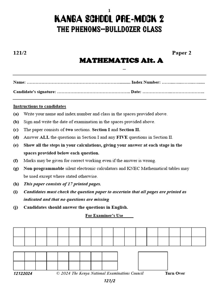 Kanga Premock Math PP2 | PDF | Latitude | Mathematics