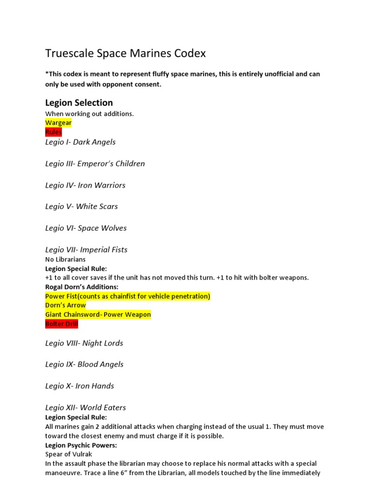 Truescale Space Marines Codex | PDF | Roman Legion | Military Science