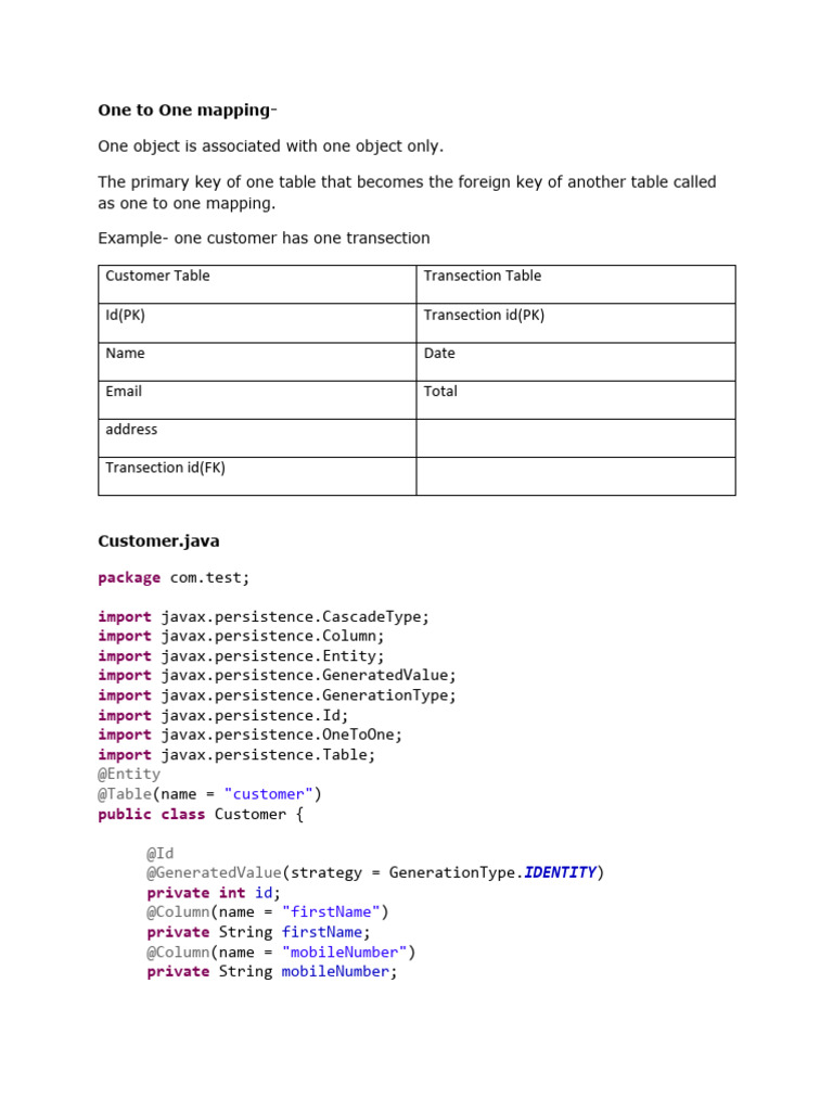 One To One Mapping | PDF | Database Transaction | Software Engineering