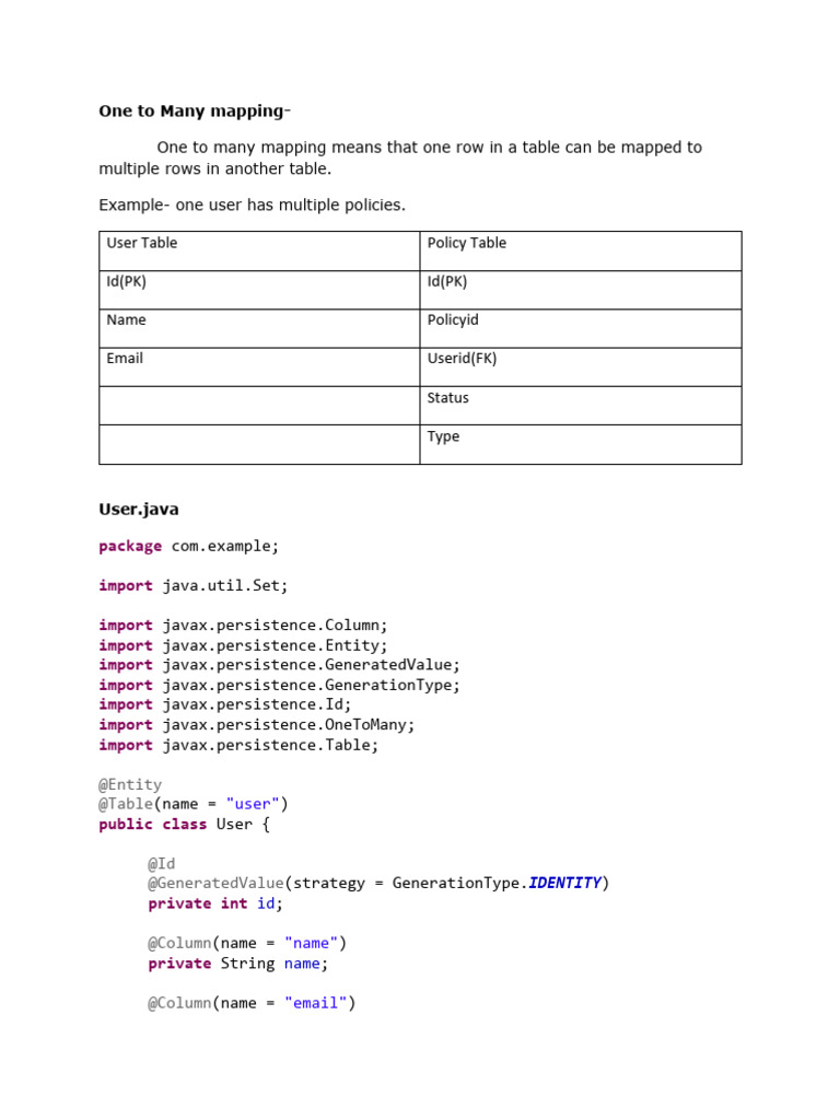 One To Many Mapping | PDF | Databases | Computer Programming