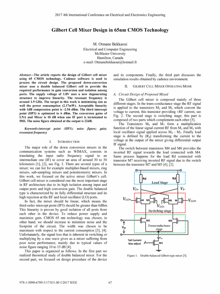 Gilbert Cell Mixer Design in 65nm CMOS Technology | PDF | Field Effect ...