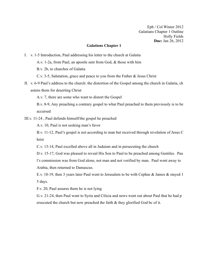 Galatians Chapter 1 Outline Summary | PDF | Religion & Spirituality ...