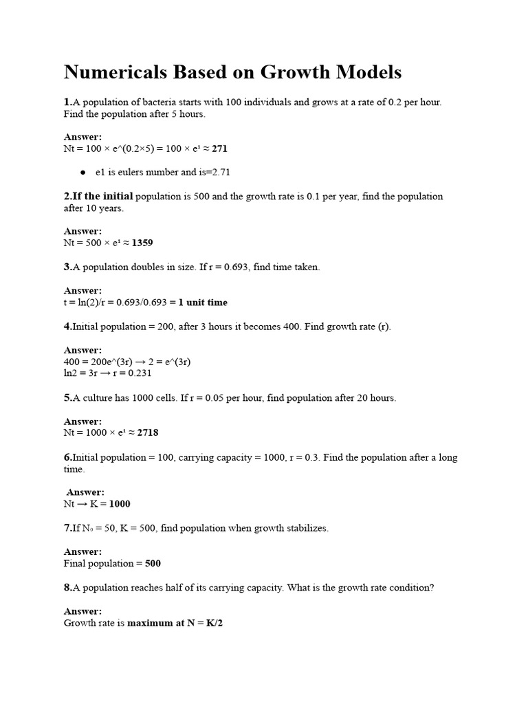 Growth Models Numericals | PDF
