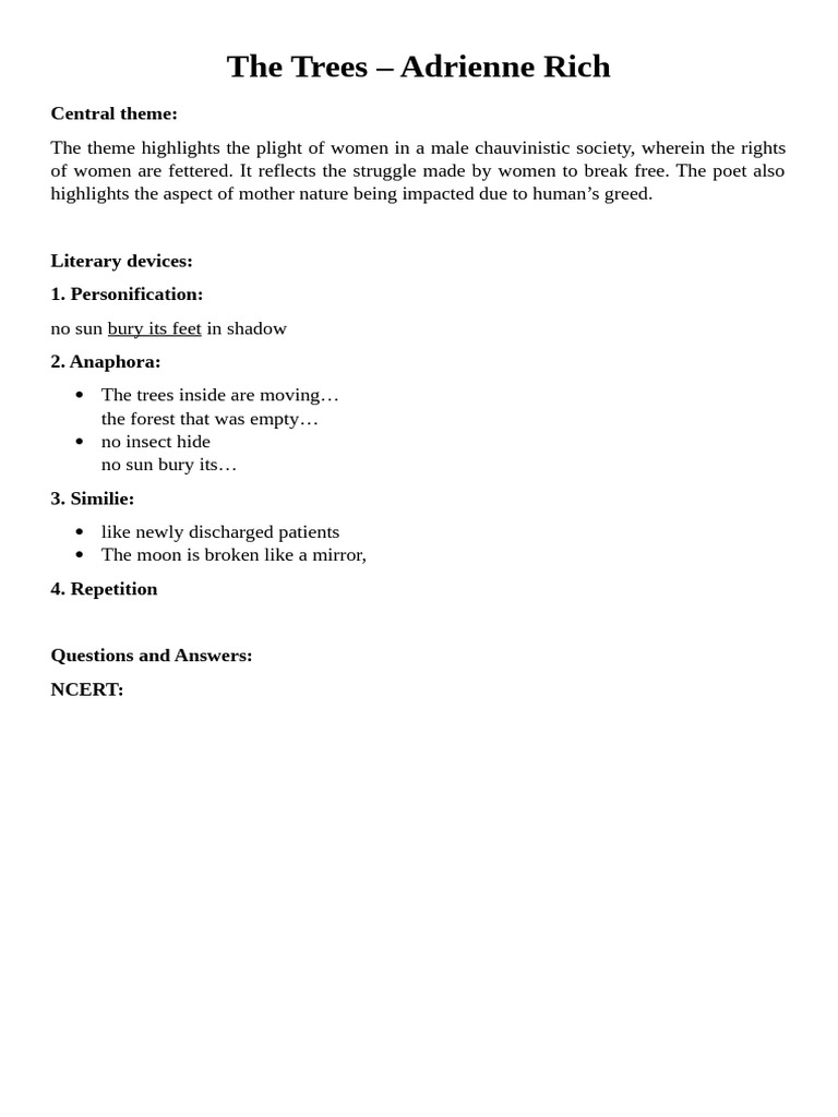 The Trees | PDF