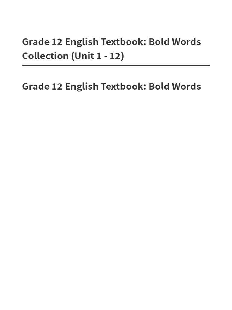 Grade12 Bold Words Collection | PDF