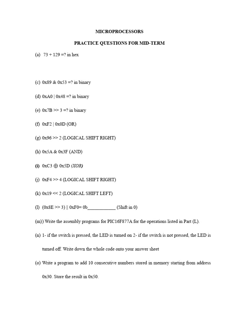 Mid-Term Practice Questions | PDF