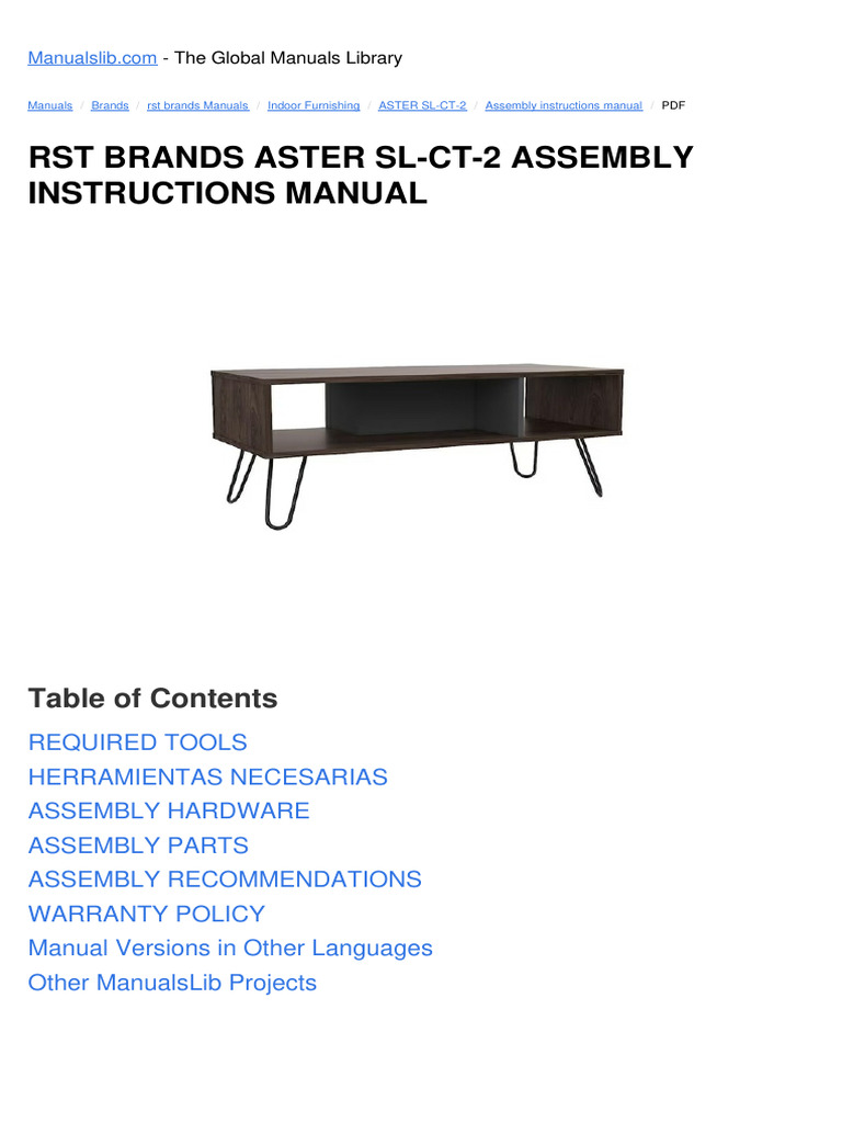 RST Brands Aster SL-CT-2 | PDF | Ingeniería mecánica