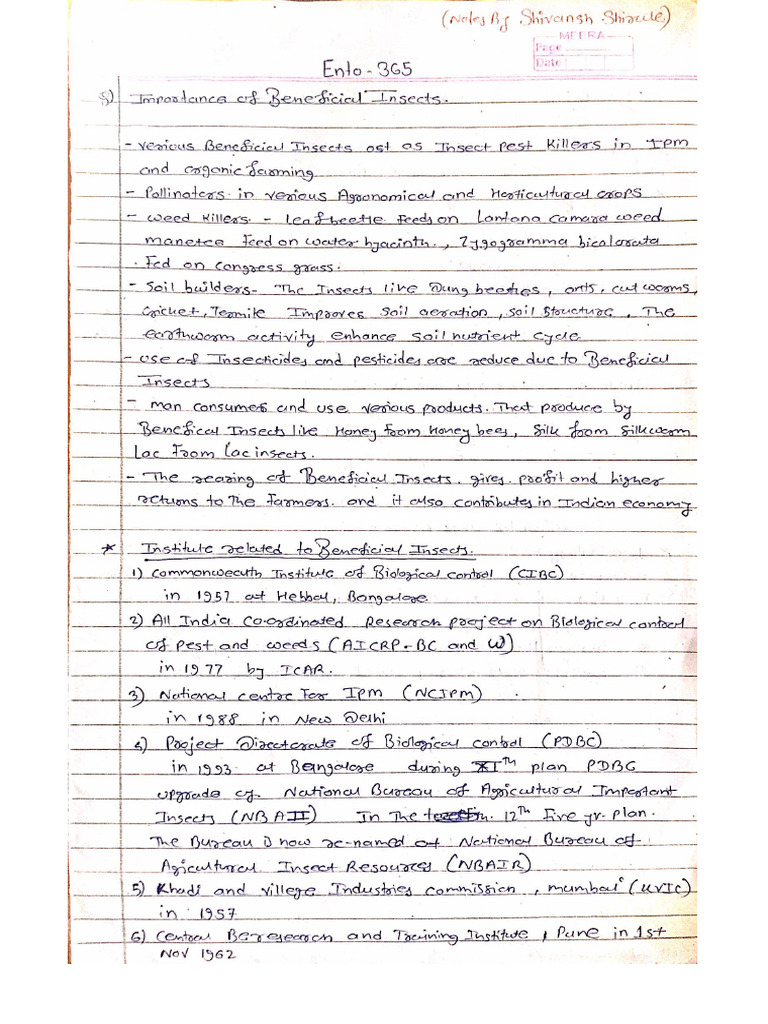 Ento 365 Handwritten Notes | PDF