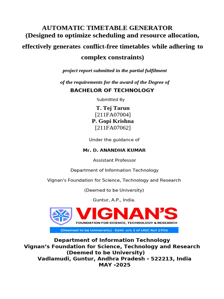 Automatic TimeTable Generatorf | PDF | Databases | Php