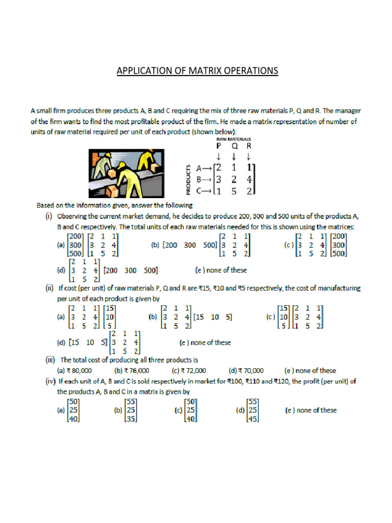 CBQ - Application of Matrix Operations | PDF