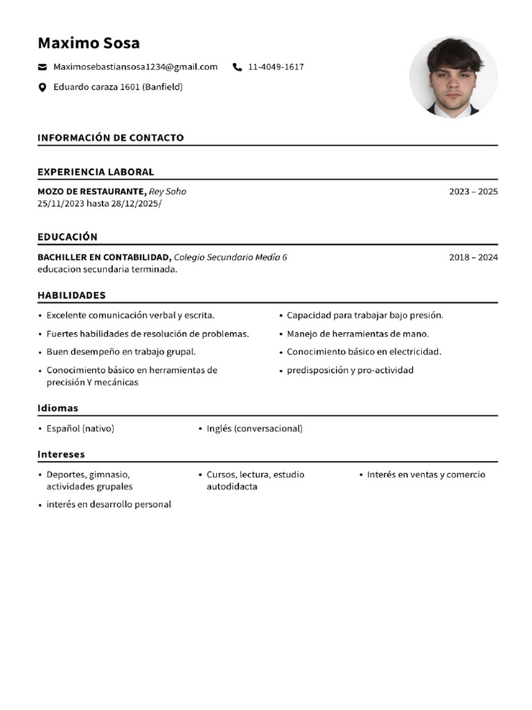 CV: Sosa Maximo Sebastian | PDF