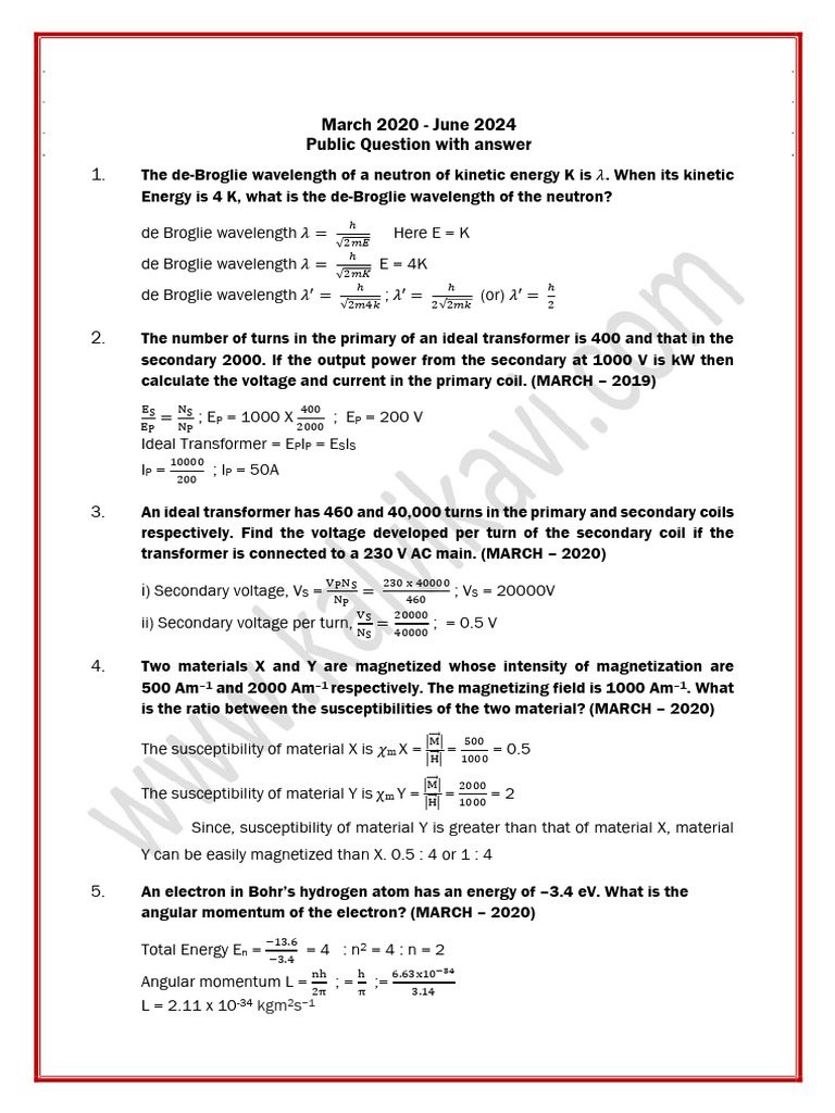 12th Physics Problems Study Material 2025 - 2026 | PDF | Electron ...