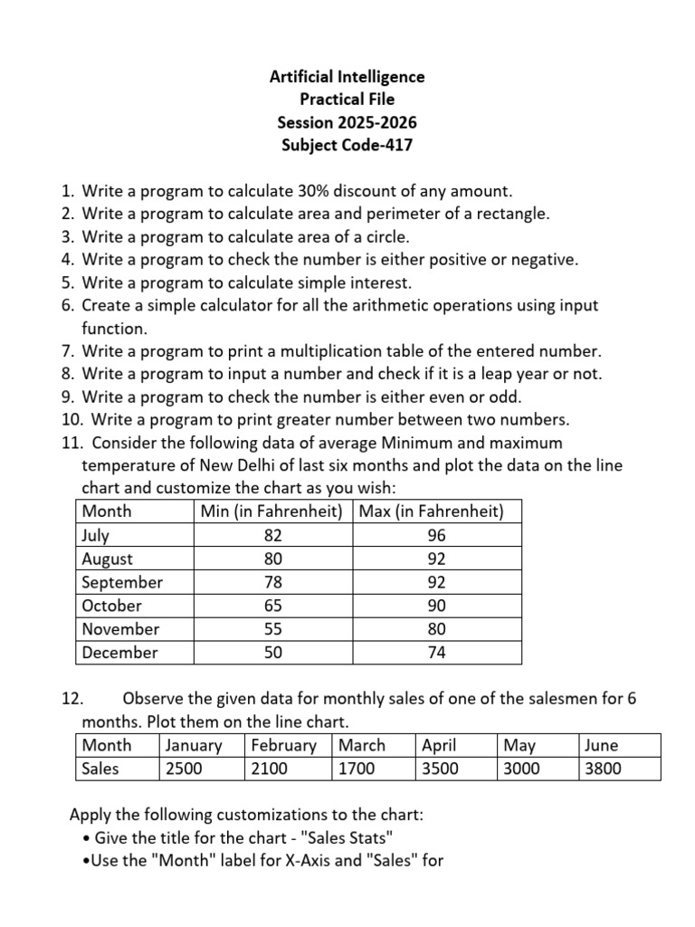 Ai Practical File Class 10 | PDF