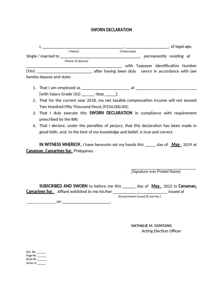 Sworn Declaration | PDF