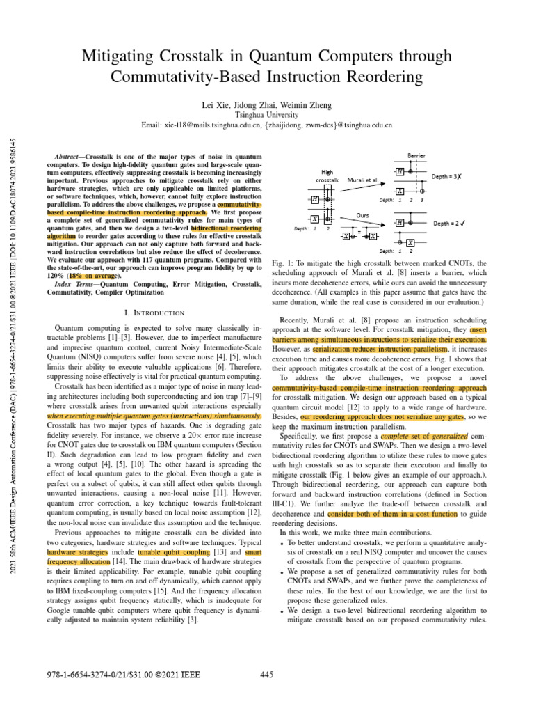 Mitigating Crosstalk in Quantum Computers Through Commutativity-Based ...