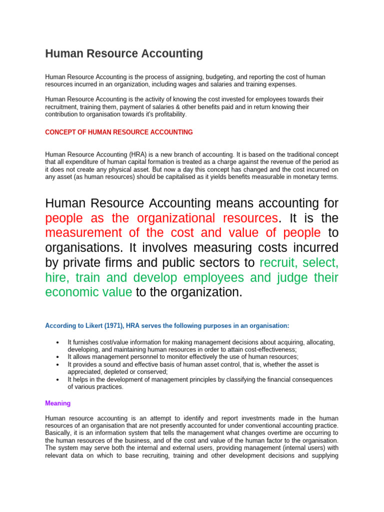 Human Resource Accounting | PDF | Economies | Business Economics