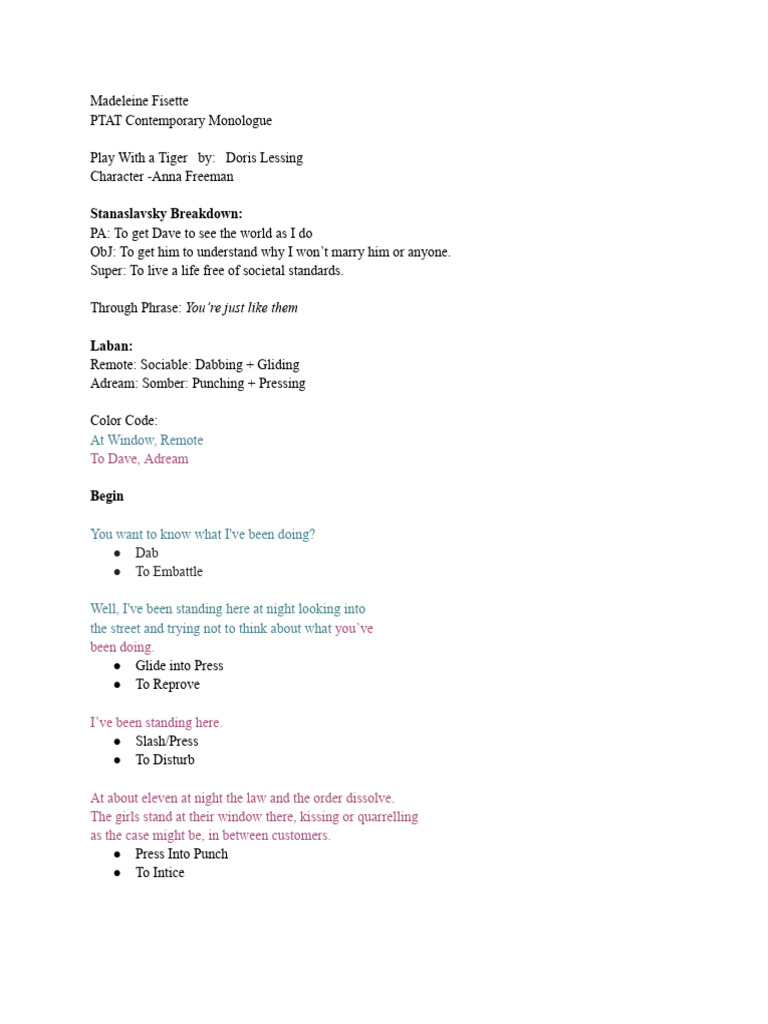 Madeleine Fisette Cont. Monolouge Score. | PDF