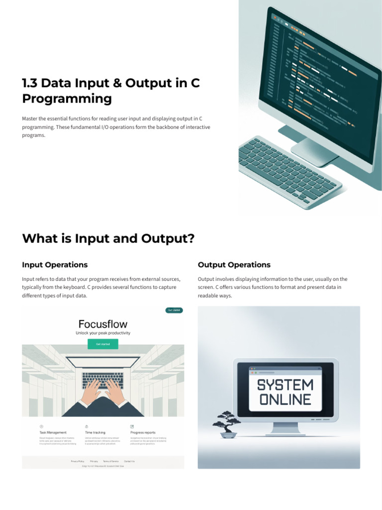 Data Input and Output in C Programming | PDF | Computer Program ...