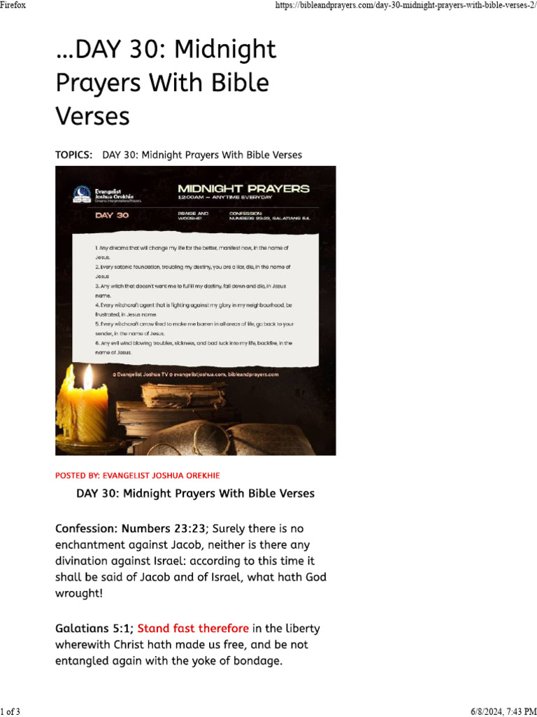 DAY 30 Midnight Prayers With Bible Verses | PDF