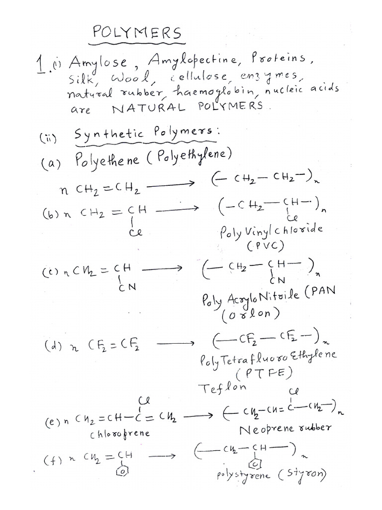 Hand Written Notes On Polymers | PDF