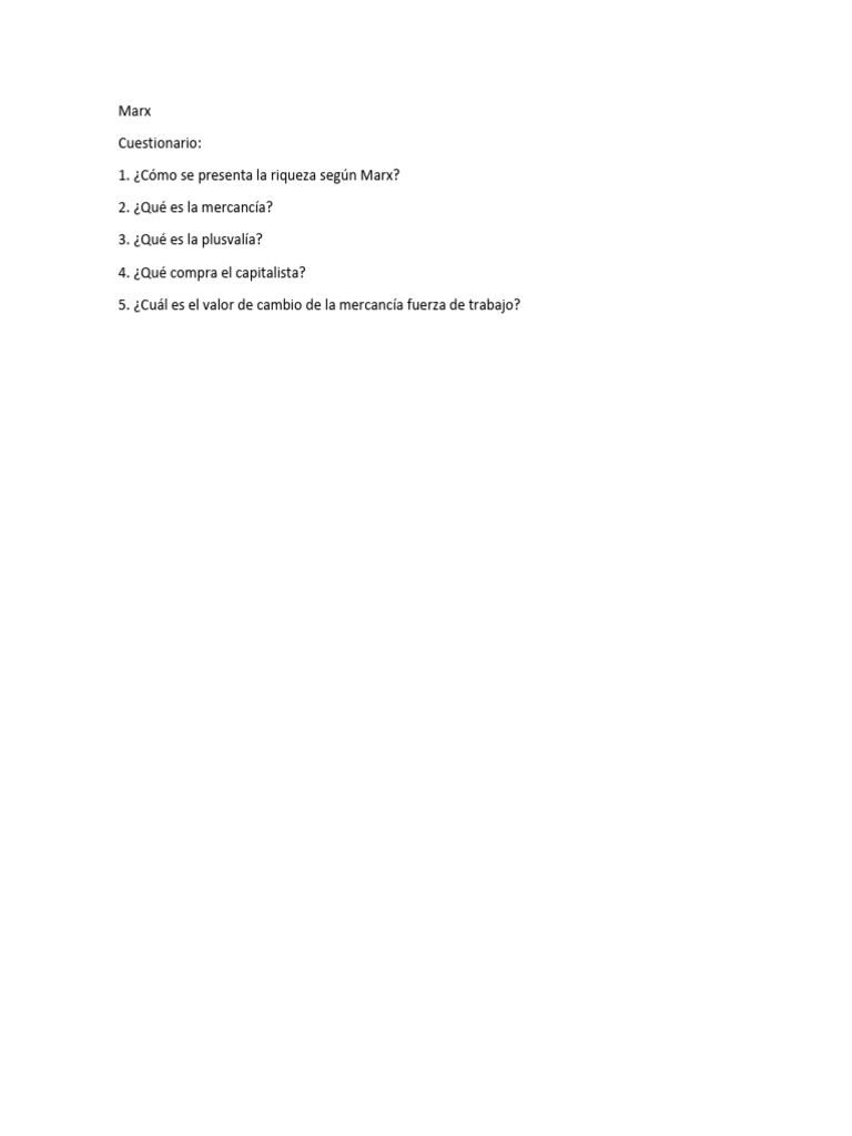 (Template) 3 Cuestionario Karl Marx | PDF
