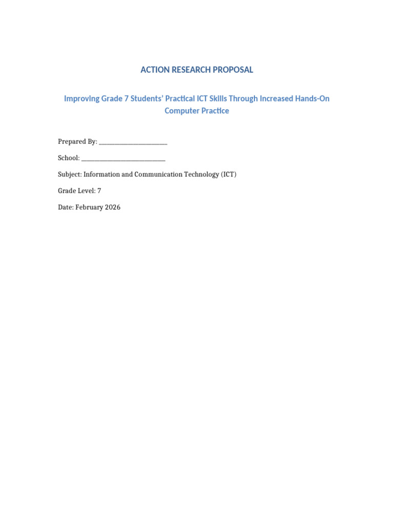 Action Research Grade7 ICT Practical Skills | PDF | Educational ...