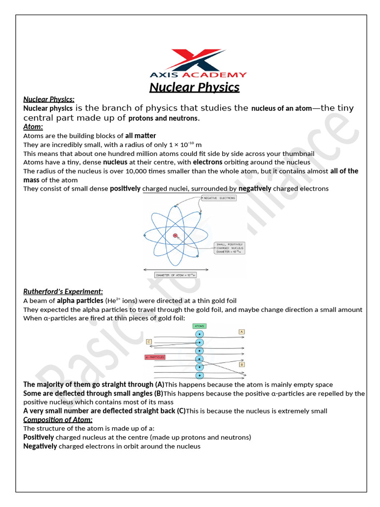 Nuclear Physics Handout | PDF | Radioactive Decay | Atomic Nucleus