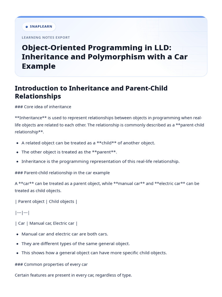Object-Oriented Programming in LLD Inheritance and Polymorphism With A ...