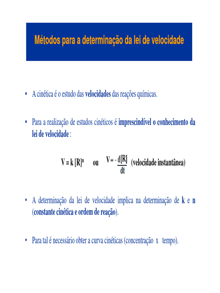 Lei de Velocidade Velocidade | PDF | Reações químicas | Cinética Química