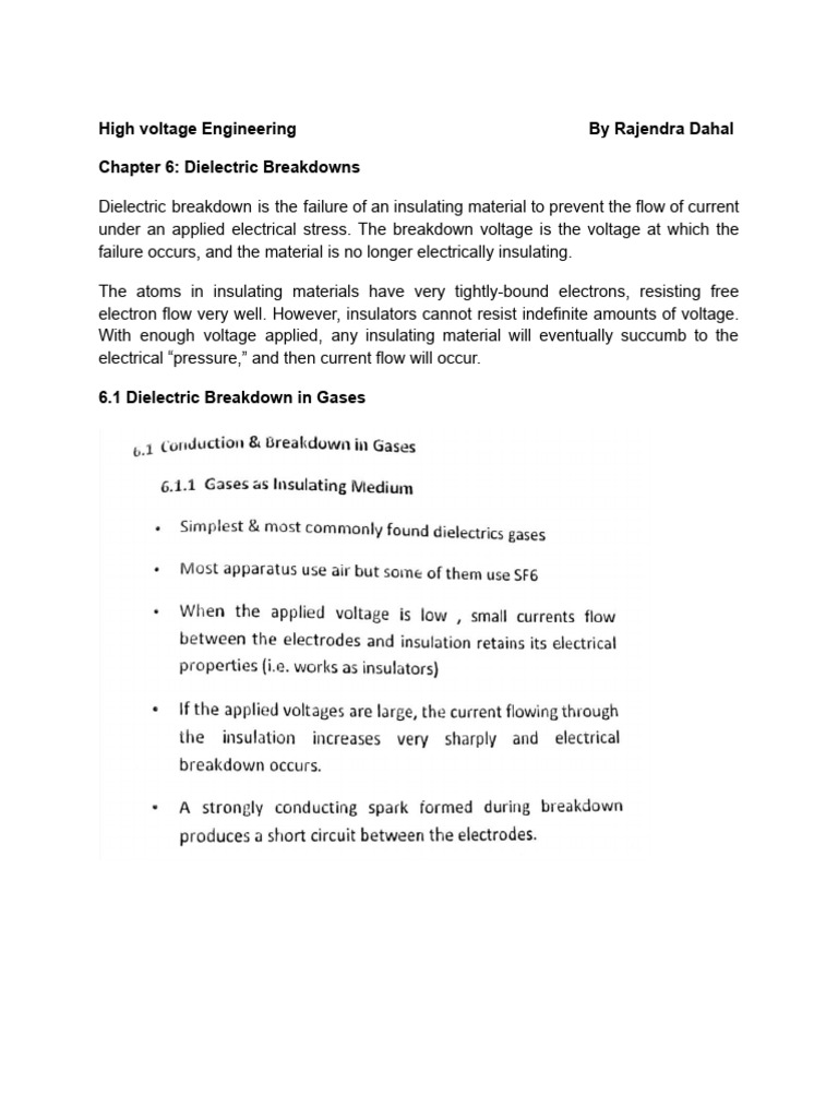 Unit 6 Dielectric Breakdowns in Gases and Liquids | PDF | Electrical ...