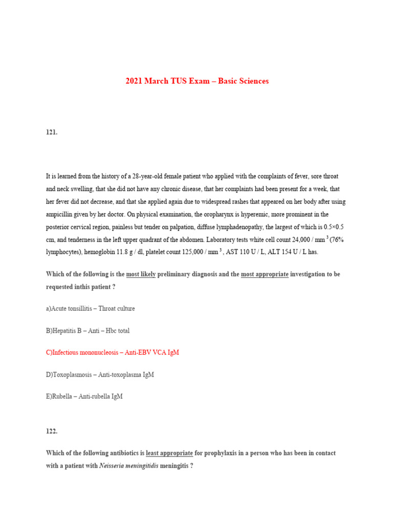 2021 March TUS Exam-Clinical Science | PDF