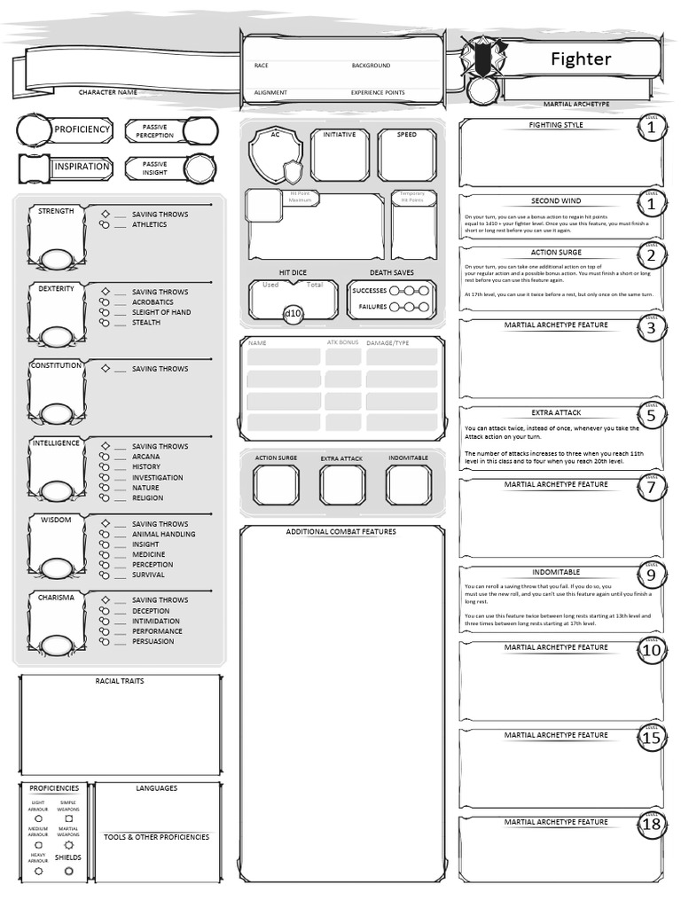 456029-Character Sheet Fighter Editable | PDF | Role Playing Games ...