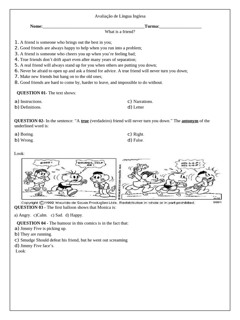Atividade de Ingles 2º Ano | PDF