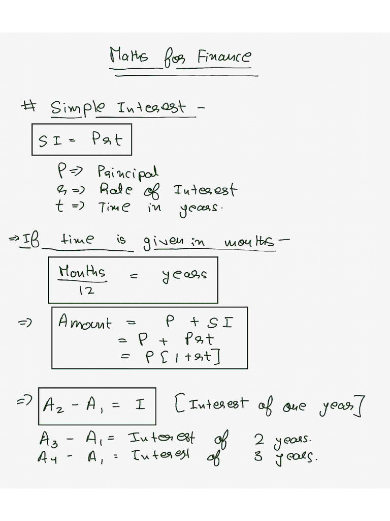 Maths For Finance Formula Sheet | PDF