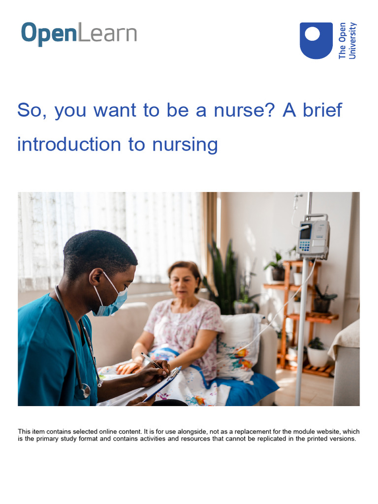 So You Want To Be A Nurse A Brief Introduction To Nursing Printable ...