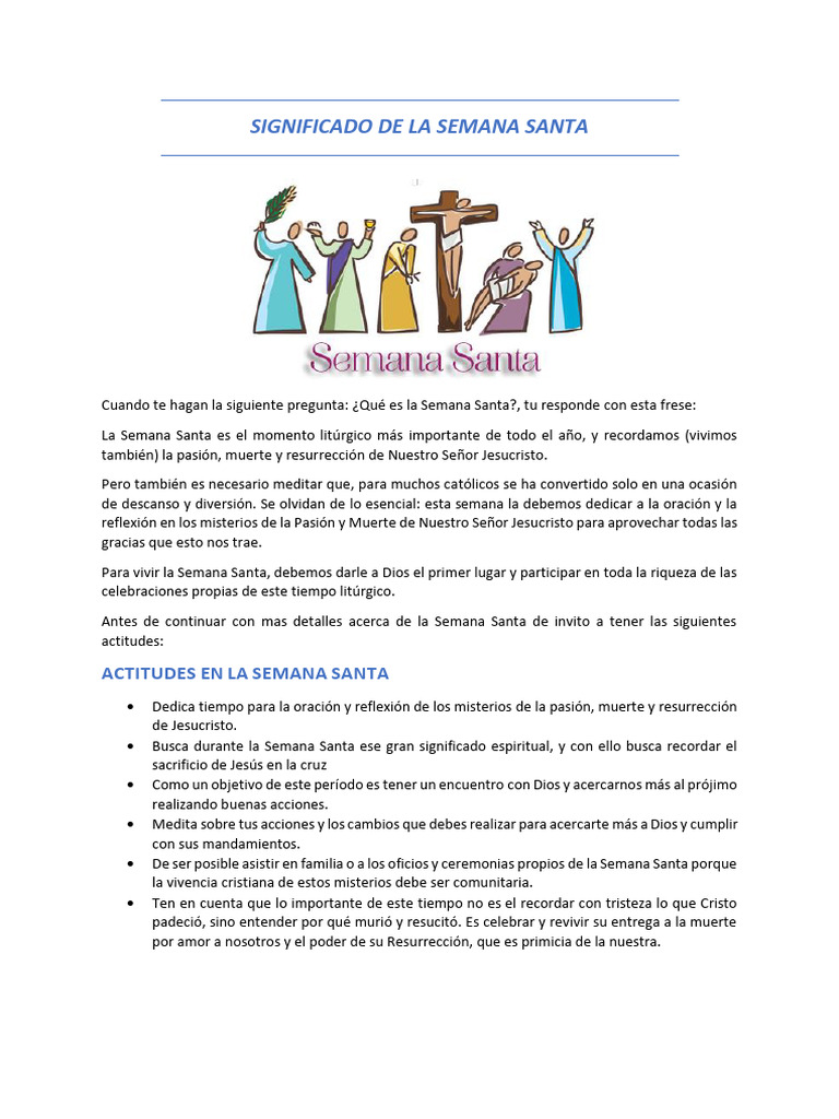 Significado de La Semana Santa | PDF | Pascua de Resurrección ...