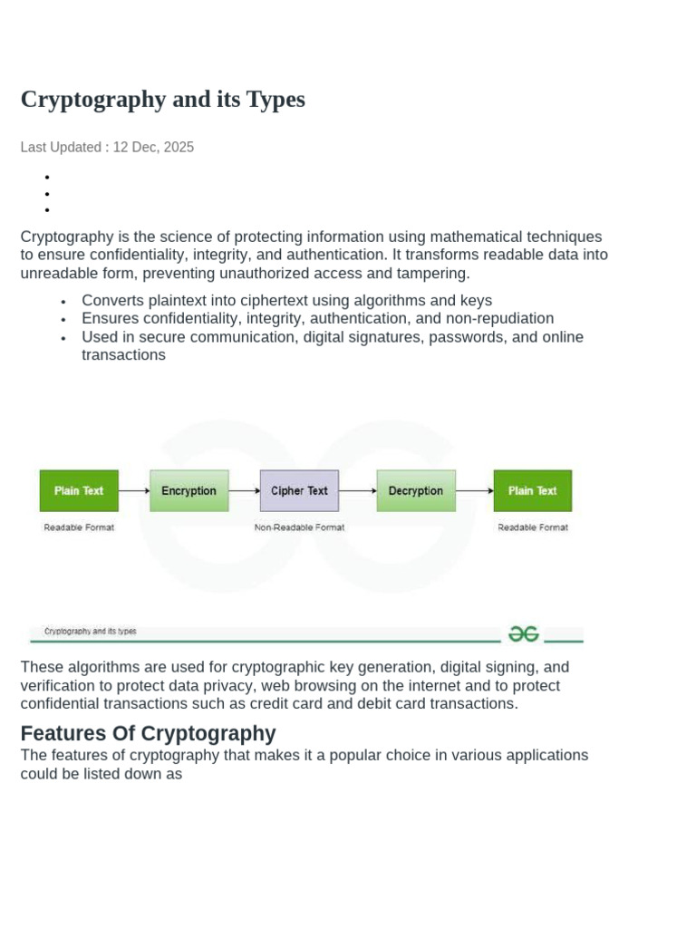 Cryptography and Its Types | PDF | Key (Cryptography) | Cryptography